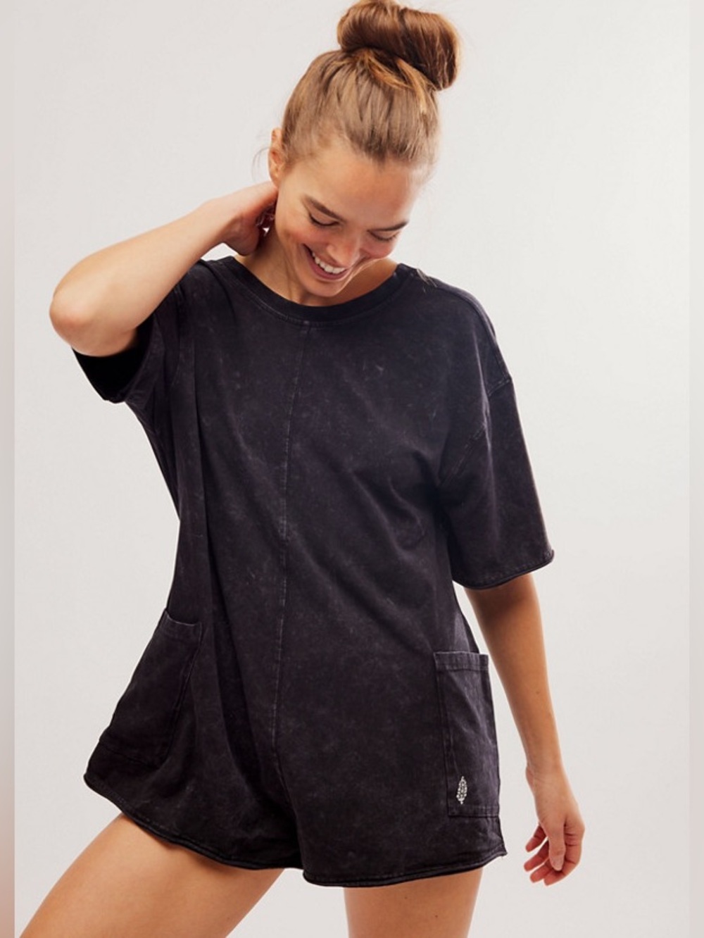 SALE 🎉 NEW Free People x FP Movement Hot Shot Tee Romper in Washed Black